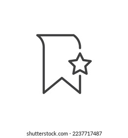 Marcador con icono de línea estrella. signo de estilo lineal para concepto móvil y diseño web. Icono de vector de contorno de marcador favorito. Símbolo, ilustración del logotipo. Gráficos vectoriales