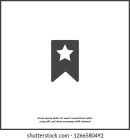 Bookmark with star on white isolated background. Layers grouped for easy editing illustration