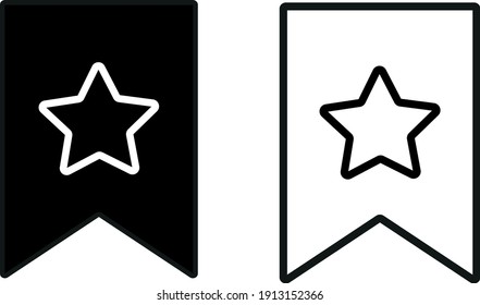 Bookmark star outline and filled vector icon sign symbol.