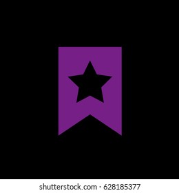 Bookmark star vector icon. Fiolet icon on black background