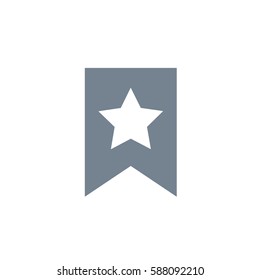 Bookmark star vector icon on white background. Gray icon