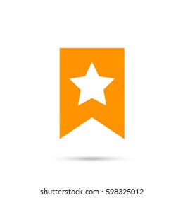Bookmark star vector icon. Orange icon