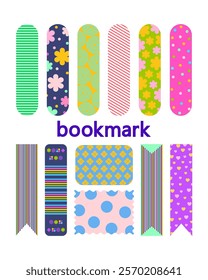 Bookmark, sticker, kids stationery design. Vector illustration.