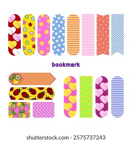 Bookmark, sticker, kids stationery design. Vector illustration.