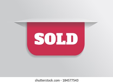 Bookmark, sticker, label, tag with text sold on gray background