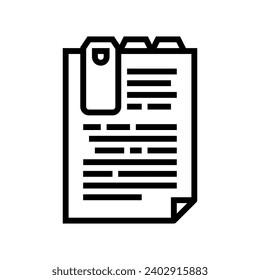 vector de icono de línea de la lista de pestañas de marcadores. signo de la lista de pestañas de marcadores. símbolo de contorno aislado ilustración negra