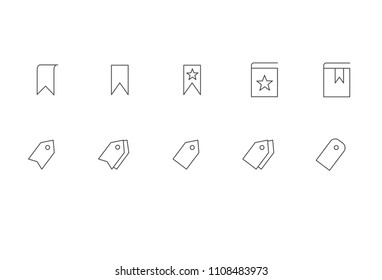 Bookmark & Tag Icon Bundle. Flat Bookmark and Tag Isolated Icon.