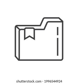 Bookmark tag, label icon vector in outline style. Bookmark line symbol for reference, paper, documents. Sign of chapter, note, paragraph, notebook. E-reading, e-library simple illustration.