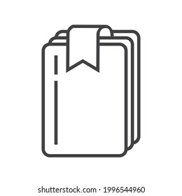 Bookmark tag, label icon vector in outline style. Bookmark line symbol for reference, paper, documents. Sign of chapter, note, paragraph, notebook. E-reading, e-library simple illustration.