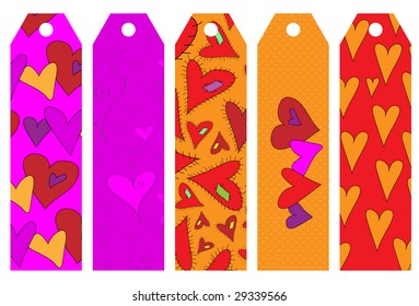 Bookmark or Tag Set with hearts