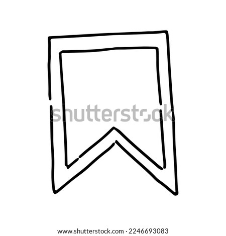 Bookmark tag sticker in doodle style. Clipart for daily planning, diary, memo. Hand drawn vector design element. Contour drawing isolated on white.