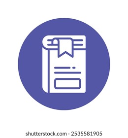 Bookmark Vector Gylph Circle Design icon. Work In Progress Symbol on White background EPS 10 File