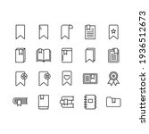Bookmark vector icons set. Set includes icons as favorite website bookmark, folder, document, page, book, flag, star. Black illustration isolated for graphic and web design. Editable stroke