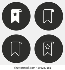 Bookmark vector icons set. White illustration isolated for graphic and web design.