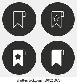 Bookmark vector icons set. White illustration isolated for graphic and web design.