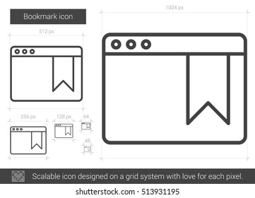 Lesezeichen, Vektorgrafik Symbol einzeln auf weißem Hintergrund. Lesezeichen-Zeilensymbol für Infografik, Website oder App. Skalierbares Symbol, das auf einem Gittersystem entworfen wurde.