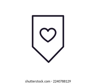 Vektorsymbol mit Lesezeichen. Premium-Logo für Webseiten, Design, Online-Shops, Unternehmen, Bücher, Werbung. Piktogramm mit schwarzem Umriss einzeln auf weißem Hintergrund 