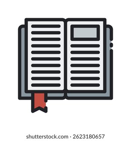 Vector de marcadores para el titular de la página y la ayuda de lectura. Ilustración de Clip de libro. Guardar Tu lugar en la novela o el diseño de iconos de libros de texto. Icono de línea llena