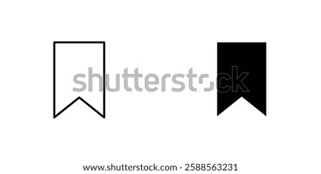 Bookmark vectors icons set in filled and strokes on white background