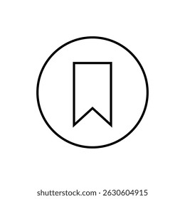 Bookmark web outline icon on circle line. Favorite mark, save sign symbol