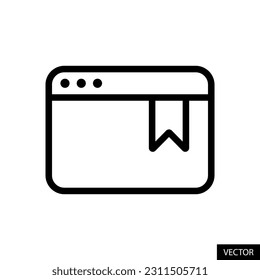 Bookmark web page, add to favorite webpage vector icon in line style design for website, app, ui, isolated on white background. Editable stroke. EPS 10 vector illustration.