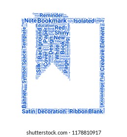 Bookmark word cloud vector design creative concept. Bookmark icon shape. Trendy vector word collection.