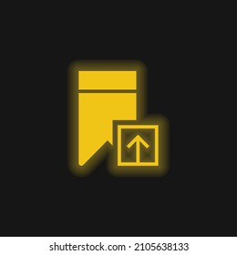 Bookmark yellow glowing neon icon