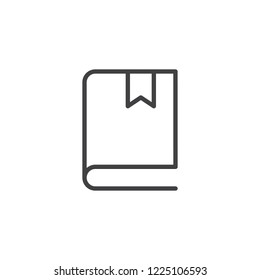 Bookmarked book outline icon. linear style sign for mobile concept and web design. Book with bookmark simple line vector icon. Symbol, logo illustration. Pixel perfect vector graphics