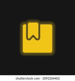 Bookmarked Filled Square yellow glowing neon icon