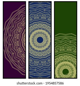 Bookmarks for books with a mandala. Vector illustration.