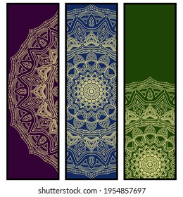 Bookmarks for books with a mandala. Vector illustration.
