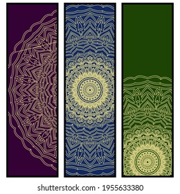 Lesezeichen für Bücher mit Mandala. Vektorgrafik.