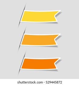 Bookmarks colorful set. Vector ribbon stickers.