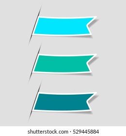 Bookmarks colorful set. Vector ribbon stickers.
