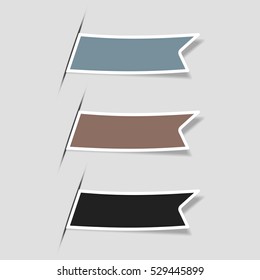Bookmarks colorful set. Vector ribbon stickers.