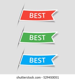 Bookmarks colorful set. Vector ribbon stickers.