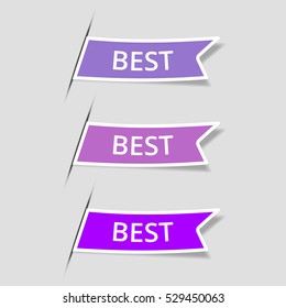 Bookmarks colorful set. Vector ribbon stickers.