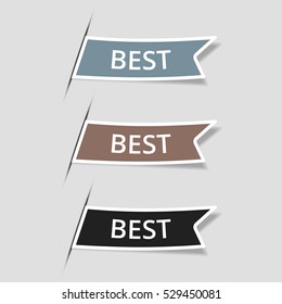 Bookmarks colorful set. Vector ribbon stickers.