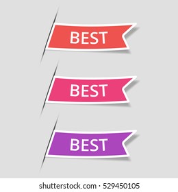 Bookmarks colorful set. Vector ribbon stickers.