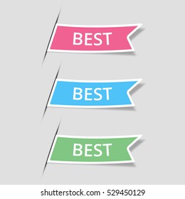 Bookmarks colorful set. Vector ribbon stickers.