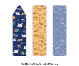 Bookmarks for kids design templates. Paper book marks set. Vector cute doodles for children.