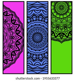 Bookmarks with mandala. Floral design. Vector illustration