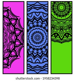 Bookmarks with mandala. Floral design. Vector illustration