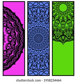 Bookmarks with mandala. Floral design. Vector illustration