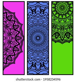 Bookmarks with mandala. Floral design. Vector illustration