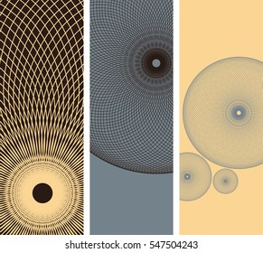 Bookmarks set with a guilloche spheres pattern in ivory and silver shades