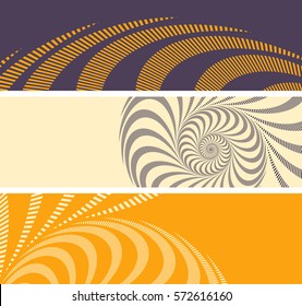 a bookmarks set with a snail shell spiral sphere pattern in purple and orange shades