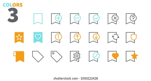 Bookmarks & Tags UI Pixel Perfect Well-crafted Vector Thin Line Icons 48x48 Ready for 24x24 Grid for Web Graphics and Apps with Editable Stroke. Simple Minimal Pictogram Part 1-3