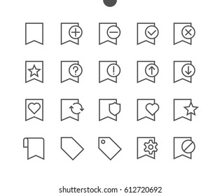 Bookmarks & Tags UI Pixel Perfect Well-crafted Vector Thin Line Icons 48x48 Ready for 24x24 Grid for Web Graphics and Apps with Editable Stroke. Simple Minimal Pictogram Part 1-3