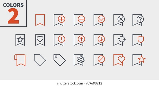 Bookmarks & Tags UI Pixel Perfect Well-crafted Vector Thin Line Icons 48x48 Ready for 24x24 Grid for Web Graphics and Apps with Editable Stroke. Simple Minimal Pictogram Part 1-3